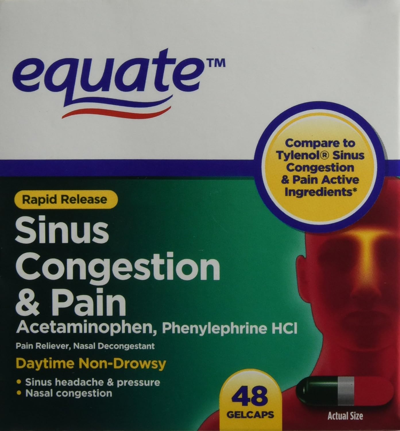 Equate Sinus Congestion and Pain 48 ct: Health & Personal Care