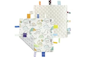 CREVENT Tag Security Blankets for Babies, Soft Small Loveys for Girls, Baby Comforter Sensory Blanket, Great Gifts for Birthd