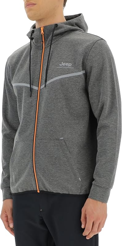 O102620-G419 XP MAN HOODED TECH SWEAT JACKET W/Kangaroo Pocket JX22A Dark Grey Mel/Black S