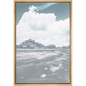 SIGNWIN Framed Canvas Wall Art Blue Wash Out...