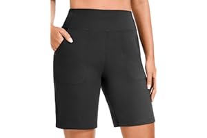 Yogaration Women's 9" Inseam Relaxed Fit Yoga Bermuda Shorts, High Waisted Casual Shorts with Pockets for Workout, Travel