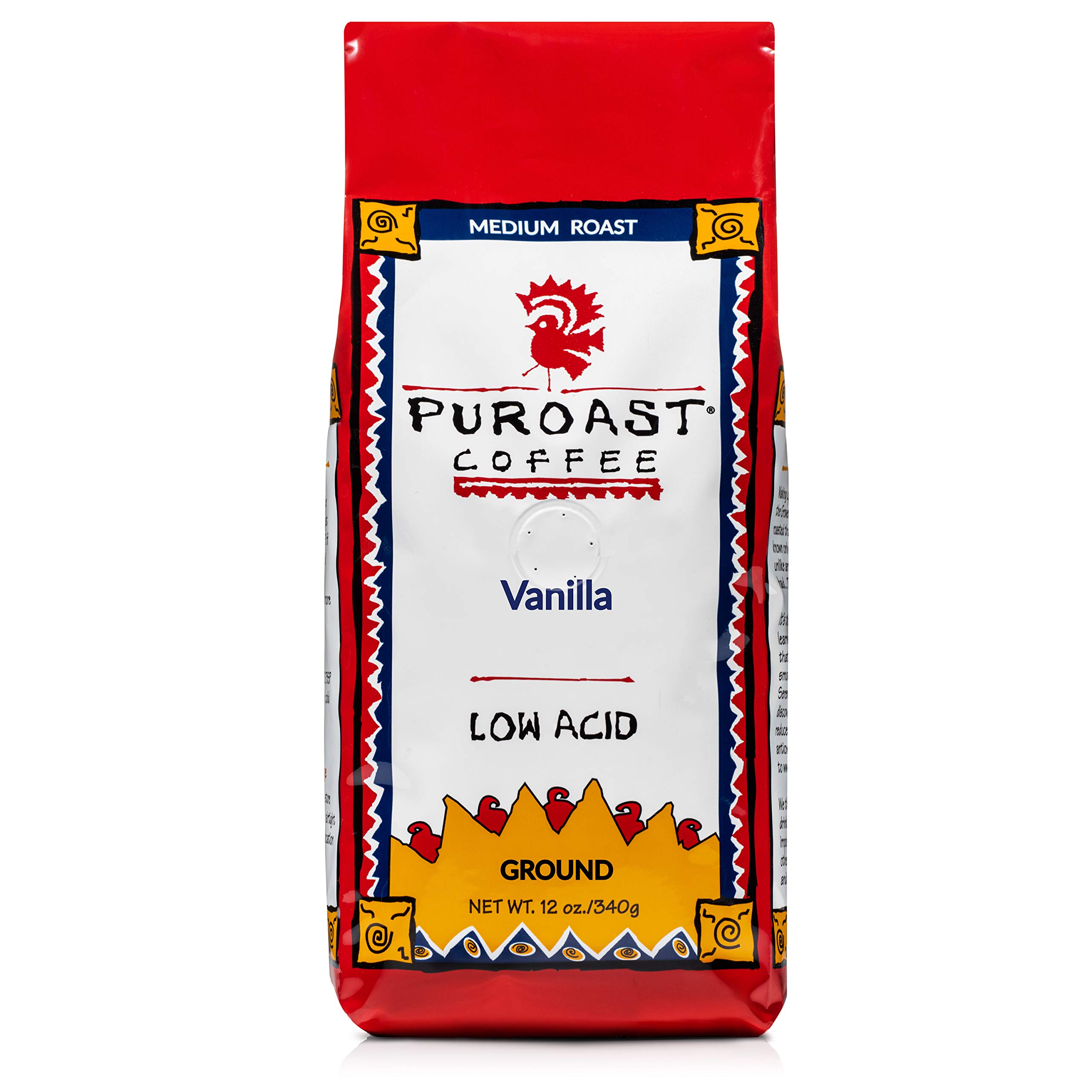 Puroast Low Acid Ground Coffee, Vanilla Nut, High Antioxidant, 12 Ounce Bag (Pack of 2)