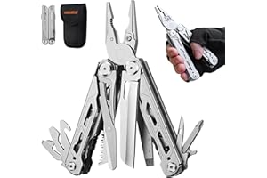 GANETECK SMART LIGHTING FOR LIFE 17-In-1 Multitool Pliers, Heavy Duty Multi Tool with Self-Locking Design Sheath, for EDC Survival Camping Hiking, Stocking Stuffers for Men Women