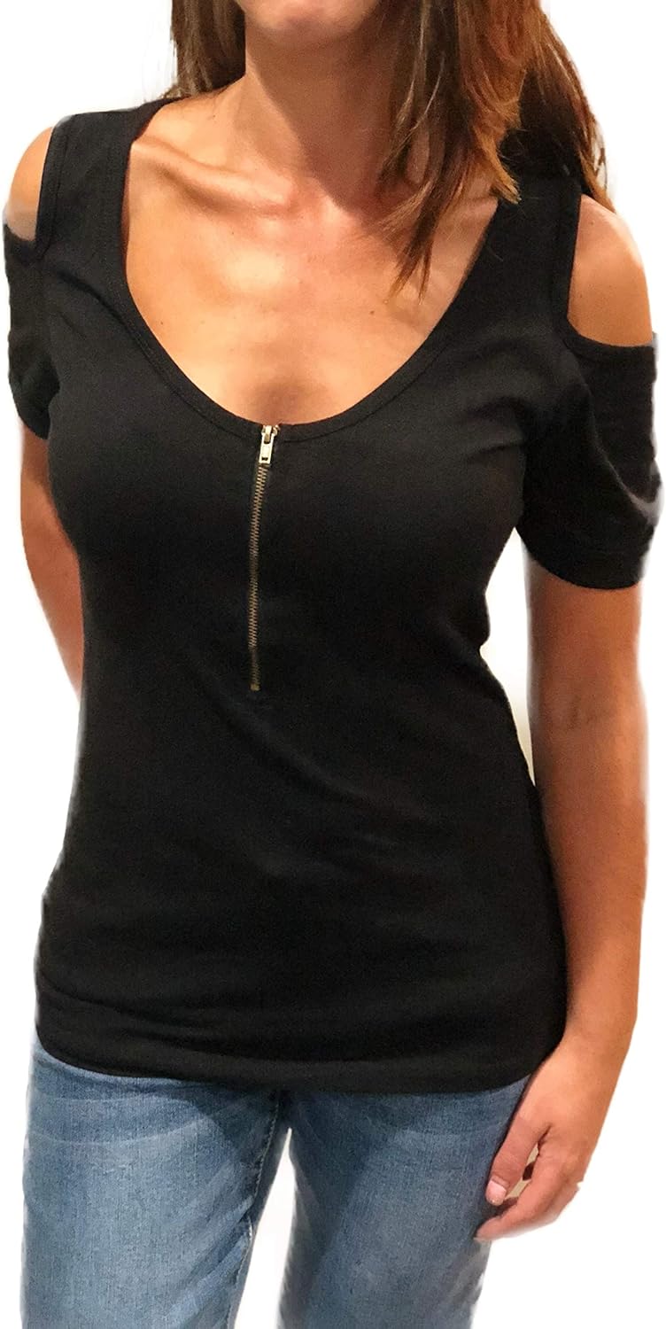 cold shoulder zipper top