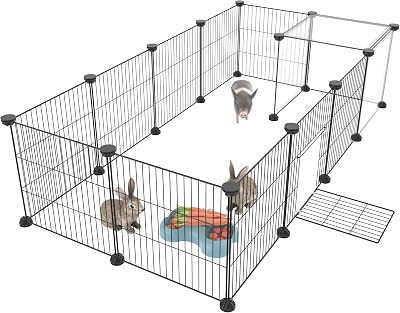 HOMIDEC Rabbit Run Dog Cage 14 Panels DIY Indoor Outdoor Fence 140x70x35CM