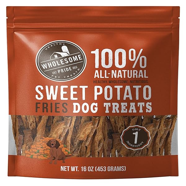 WHOLESOME PRIDE SWEET POTATO FRIES ALL-NATURAL SINGLE INGREDIENT DOG TREATS, 16 OZ