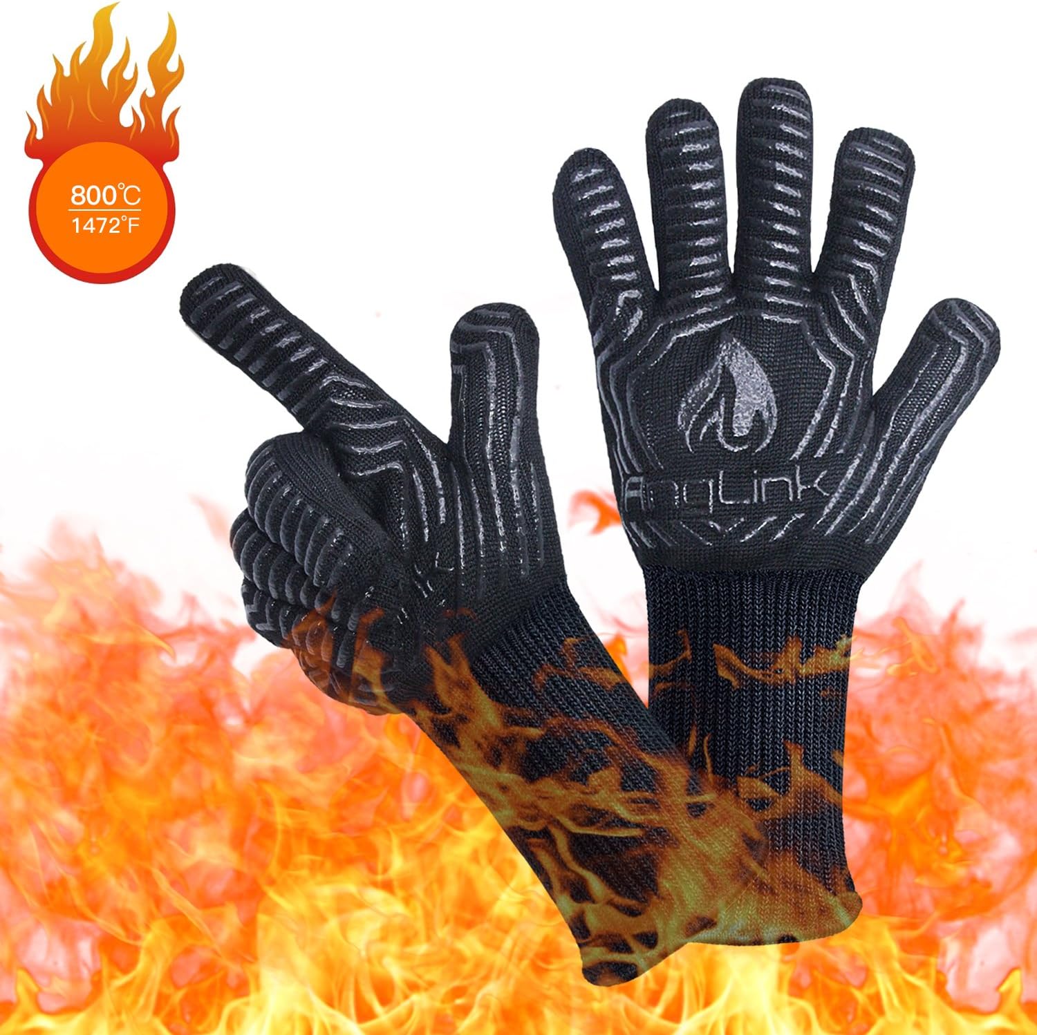 AngLink BBQ Grill Gloves, 1472F Extreme Heat Resistant