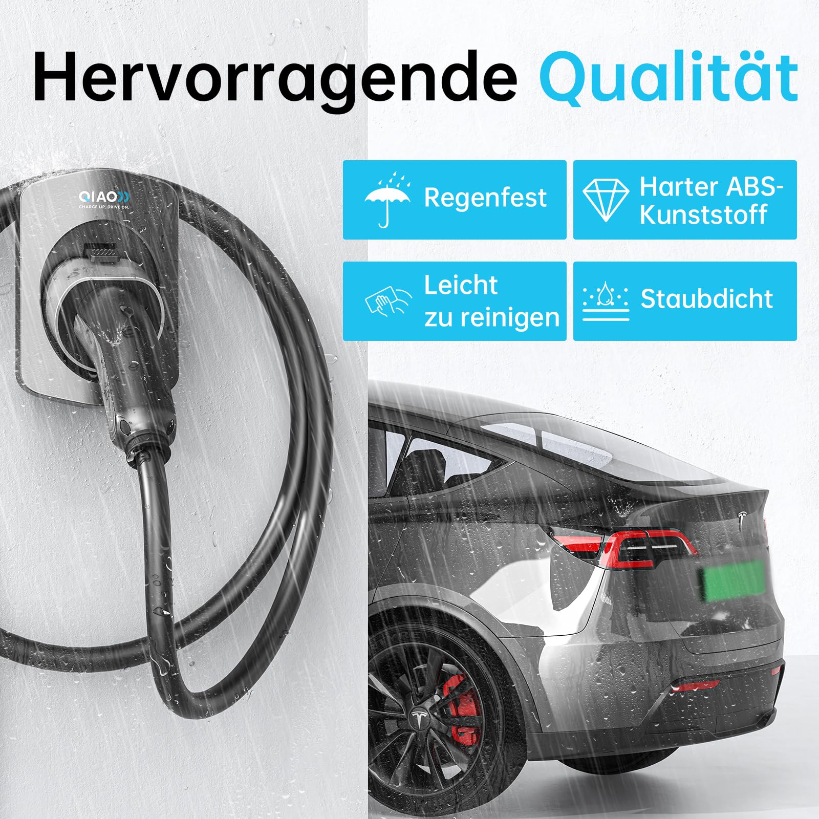 QIAO Typ 2 EV Ladegerät Halter, Wandhalterung EV Ladekabel Organizer für Elektroauto mit Typ 2 IEC 62196-2 Stecker, Wall Box Ladekabel Tidy Management für Indoor Outdoor Verwendung 5