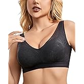 QOU Women Deep V Bras No Underwire Push Up Bra Seamless Lace Supportive Bra for Everyday Wear