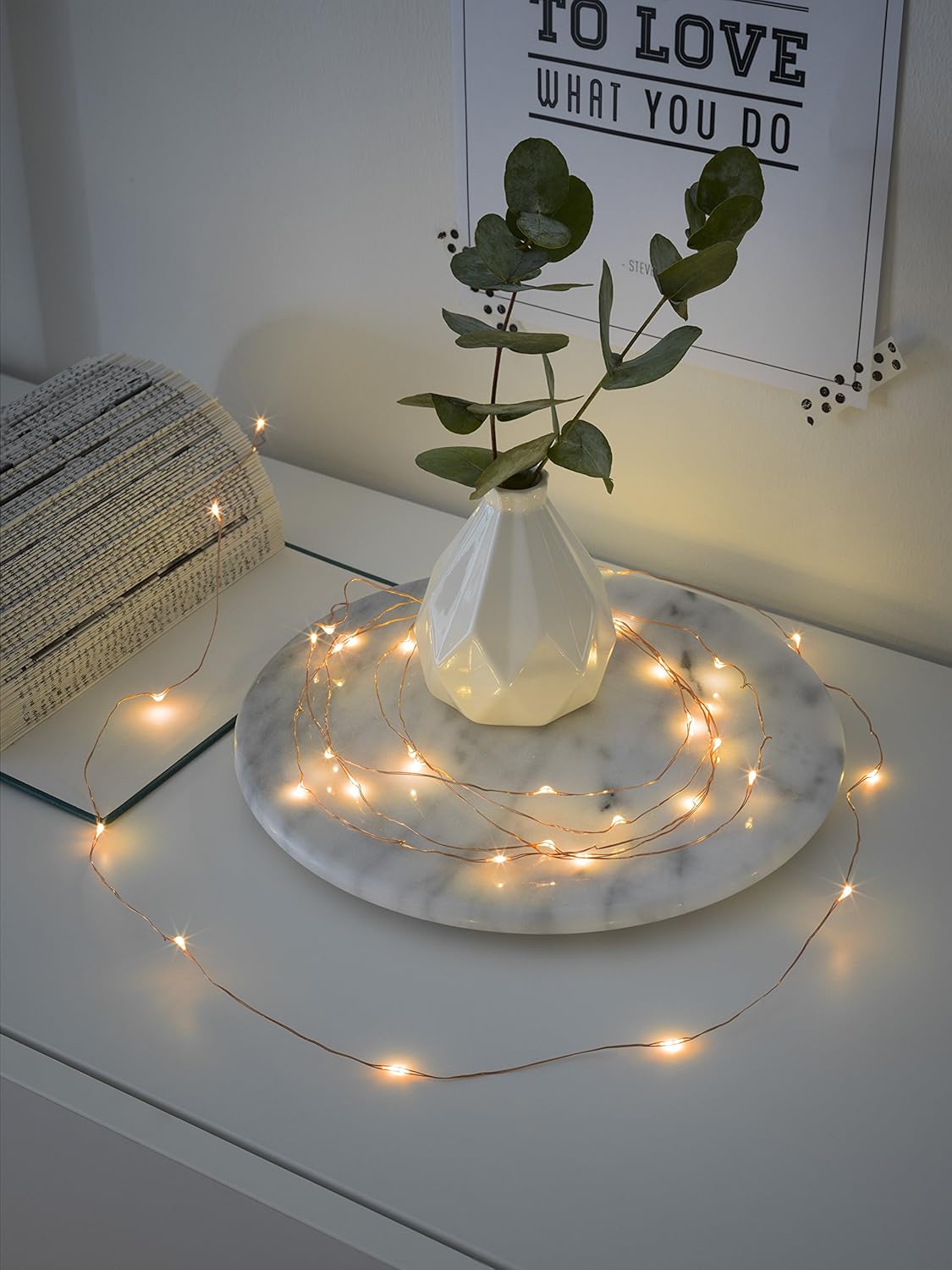 Konstsmide LED Naked Wire/Pin Wire Micro Lights Battery Fairy Lights/Indoor Use (IP20)/ 20 Amber White Diodes LED Lights/ 6 Hour Timer Function/ 3AA Batteries (Excl.)/ Copper Wire String Lights - Image 4