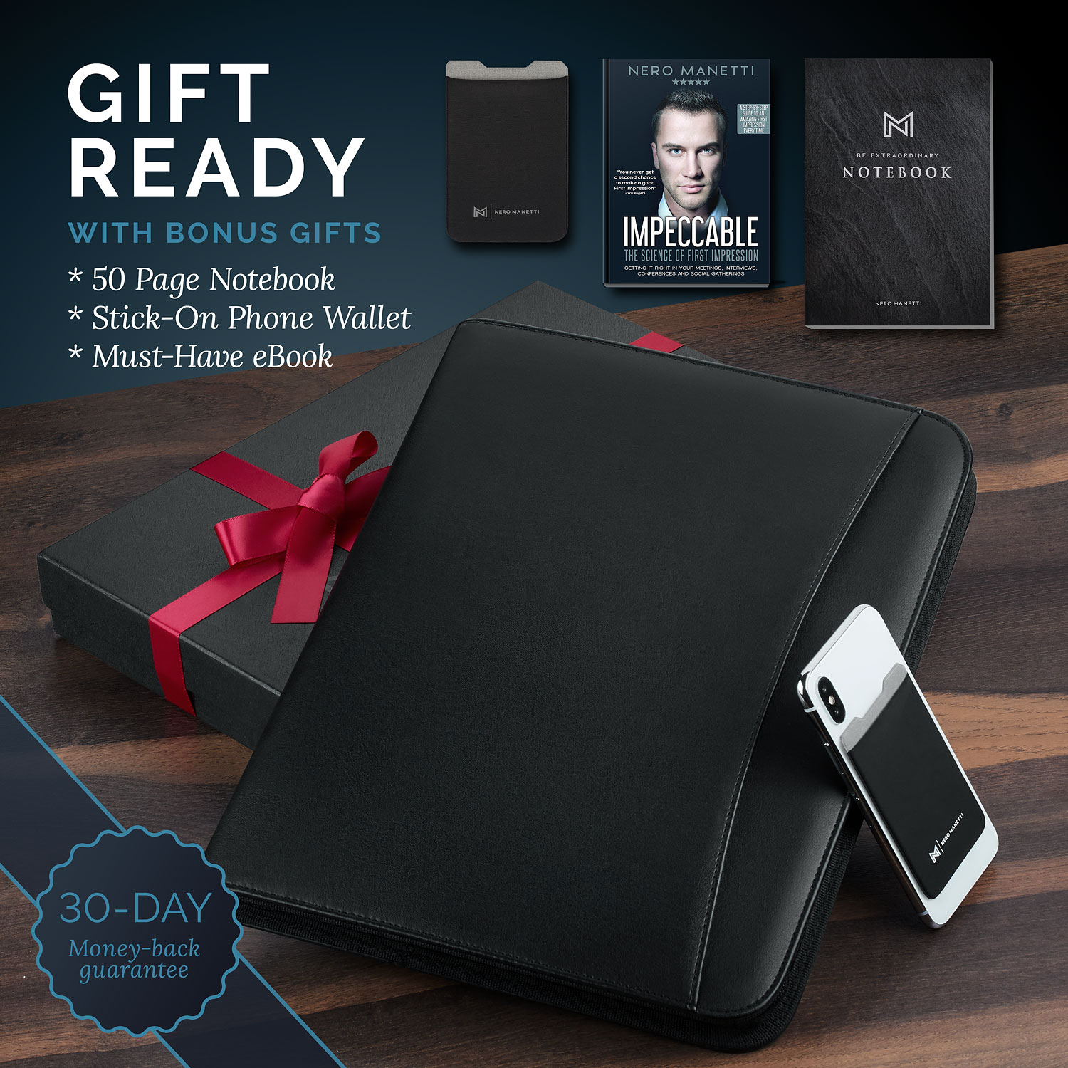 Amazon.com: NERO MANETTI- Zippered Vegan Leather Padfolio