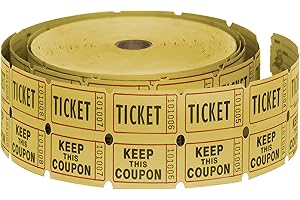 HENRY DOTS 50/50 Raffle Tickets Double Roll - 2000 Ticket Count Per Roll - Easy Tear Away Stubs for Contact Info - Raffle Drum Tickets Roll for Drinks, Carnival, Chinese Auction, Events (Yellow)