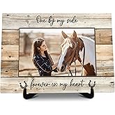 KFNER Horse Picture Frame Gift, Rustic Horses Photo Frame Gift, Horses Decor Gifts for Women Men Horse Lover Pet Owner, Horse Mom Gifts, One By My Side Forever in My Heart Photo Frame Desk Decor -23