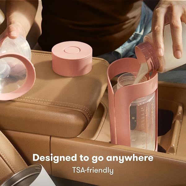 FRIDA MOM FLOW + GO BREASTMILK COOLER BOTTLE, 24HR PORTABLE BREASTMILK COOLER FOR TRAVEL, DESIGNED TO STORE BREASTMILK BAGS & BOTTLES, INCLUDES 2 ICE PUCKS & CARRYING HANDLES, LIGHTWEIGHT, 20OZ