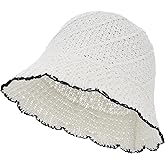 EINSKEY Women's Crochet Bucket Hat - UV Protection Lightweight Packable Faux Straw Sun Hat for Outdoor Beach Travel Hiking