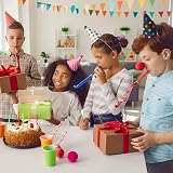 Opopark 11pcs Birthday Cone Hats with Pom Poms 9 Hats 2 Crowns 15 Blowouts view 5