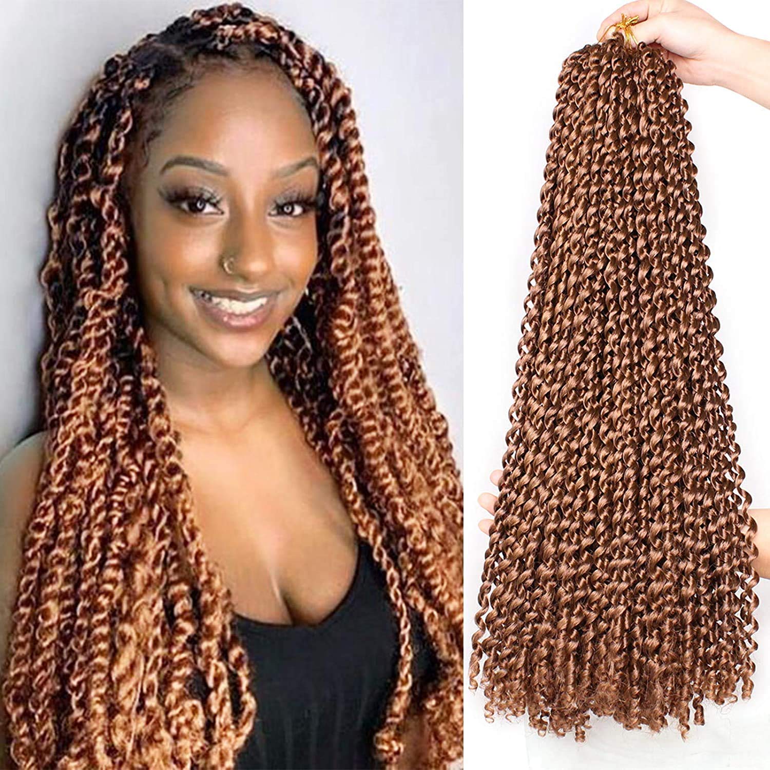 Leeven 24 Inch Water Wave Passion Twist Braiding Hair for Distressed Faux Locs 7 Packs Crochet Hair Passion Twists Braiding Hair for Woman Red Bohemian Crochet Braids Hair Extensions 30# โ image 1