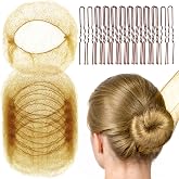FANDAMEI 20PCS Invisible Hair Nets for Buns &amp; 40PCS U-Shaped Hair Pins, Ballet Bun Maker Set for Women, Girls, Kids (Light Brown)