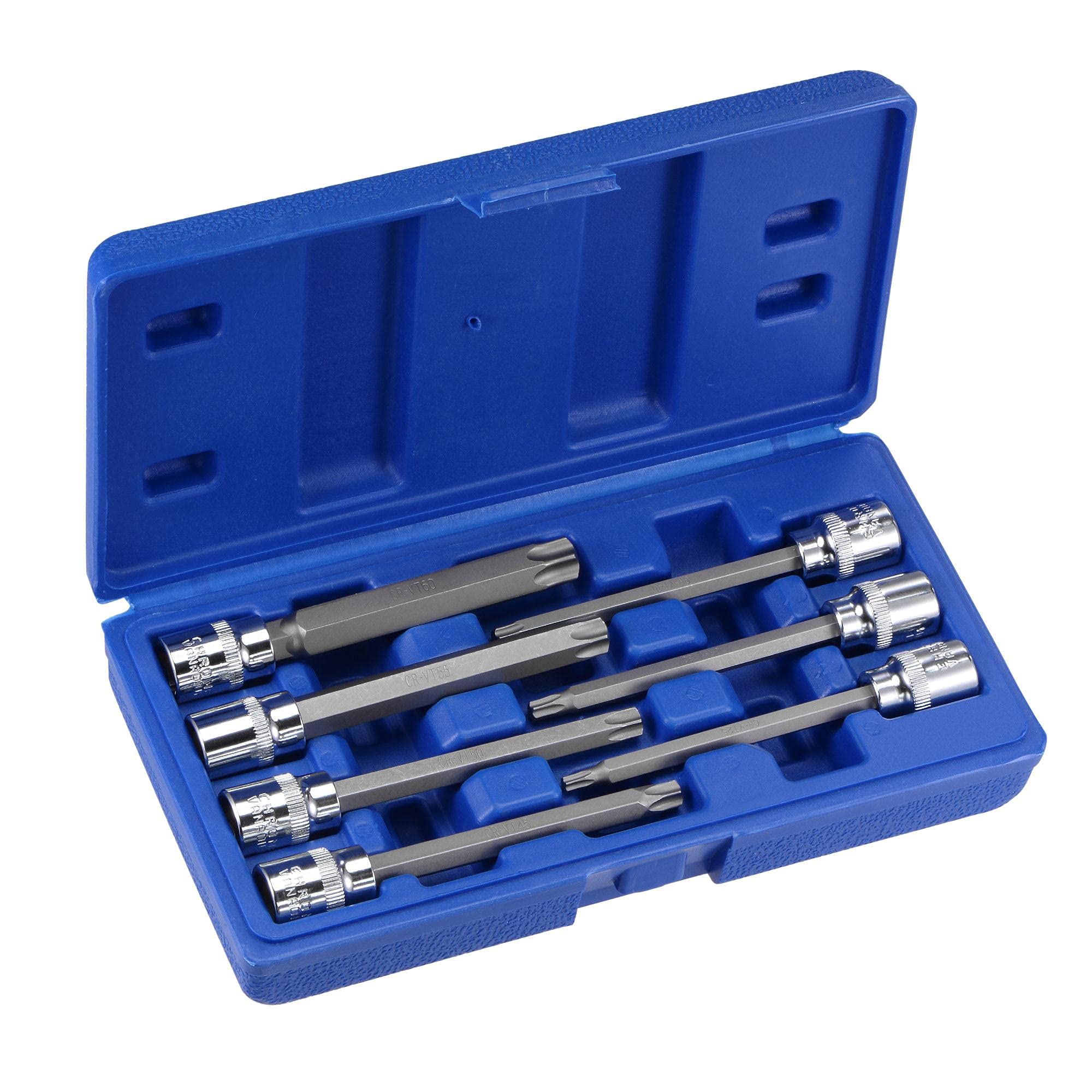 sourcing map 3/8" Drive x T25 T30 T40 T45 T50 T55 T60 Torx Bit Socket Set, CR-V Bits & Sockets 110mm Length (for Hand Use Only) 7-Piece