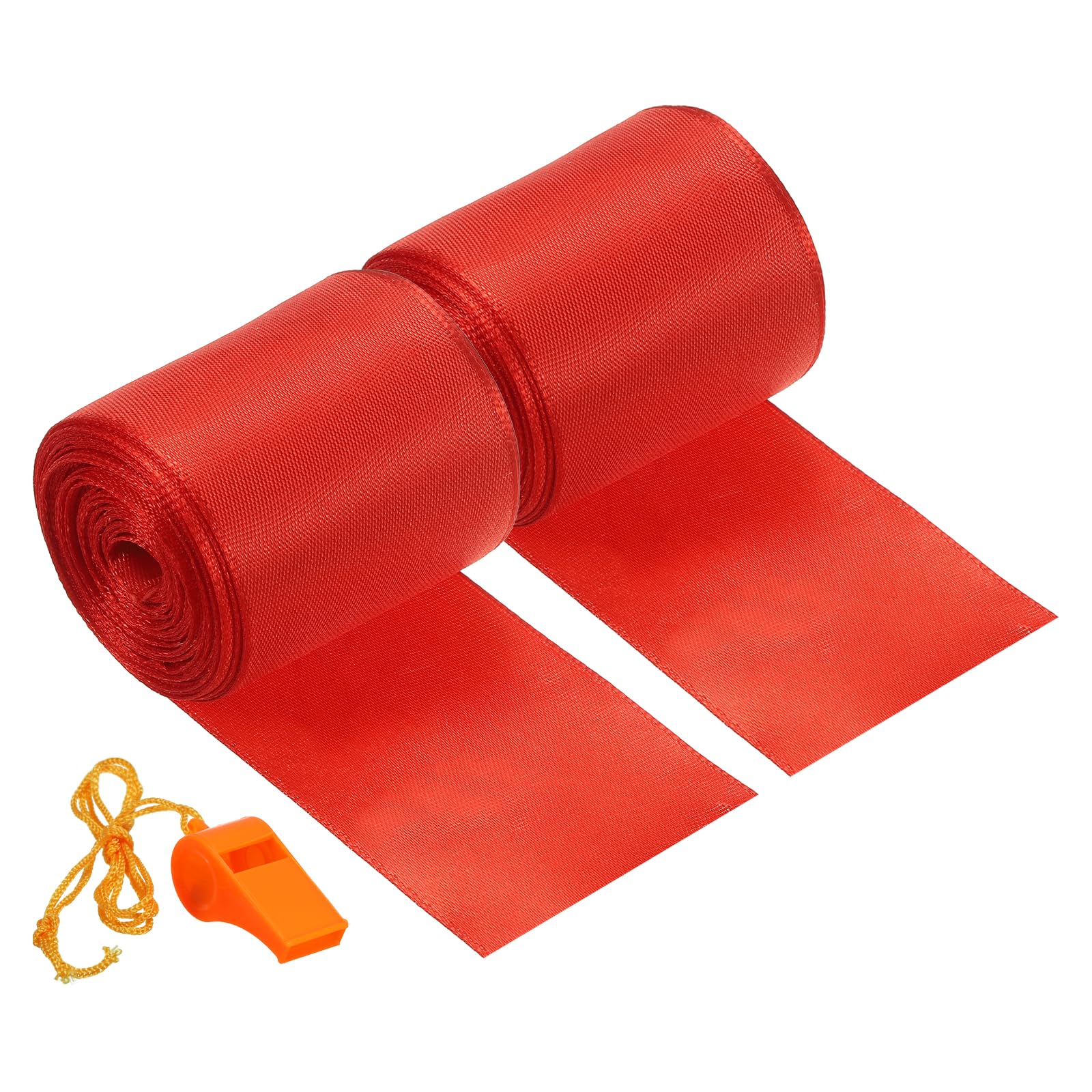 PATIKIL Finish Line Satin Ribbon 26ft x 2in, 2 Pack Polyester Fabric Tape with Whistle for Outdoor Athletics Sprint Running Race Sport