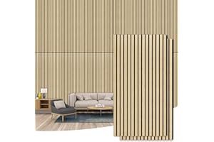 SDLDEER 2 Pack Wood Wall Panels, 47.2” x 23.6" Wood Slat Wall Panel for Wall and Ceiling, 3D Fluted Wall Panels Wood Panels Wall, Teak