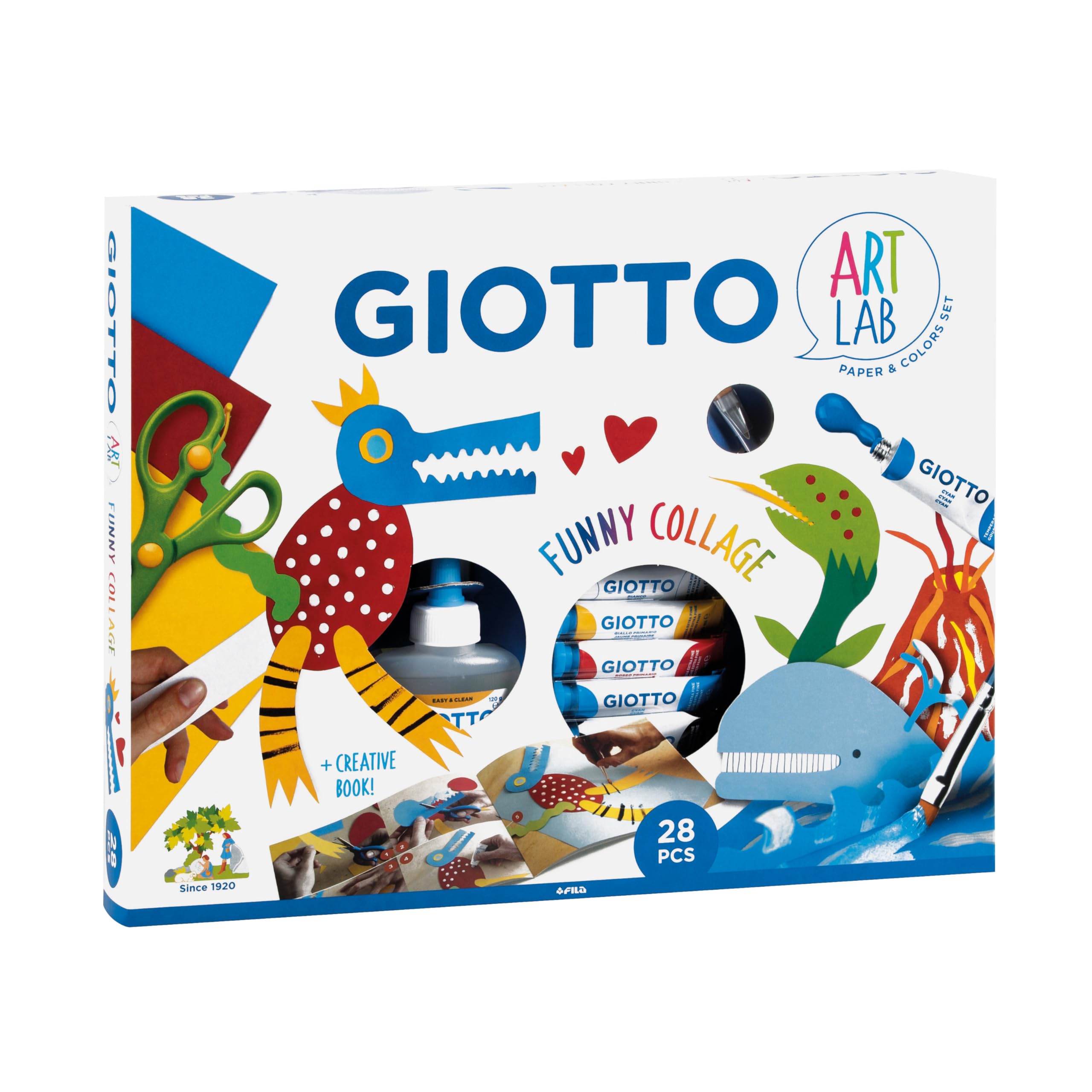 GIOTTO Creative Funny Collage 28 pcs Set With Paper, Poster Paint, Glue and Accessories, For Kids
