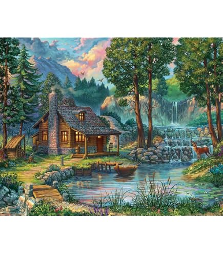 Springbok Puzzle 1500 Teile „Cabin Evening Sunset“ – Hergestellt In USA, 91,4 X 73 Cm Fertig