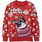 UYIQL Ugly Christmas Sweatshirts for Kids Xmas Novelty Animal Print Pullover Boys Girls Holiday Long Sleeve Top 5-14 Years