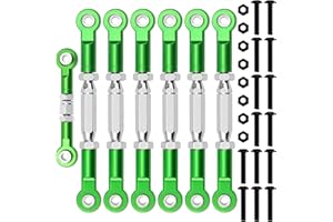 SHARE GOO ShareGoo Adjustable Aluminum Turnbuckles Camber w/Link with Rod Ends Compatible with Traxxas Slash 2WD 4X4 Rustler 2WD 4X4 Stampede 4X4/VXL 1/10 RC Car (Green)