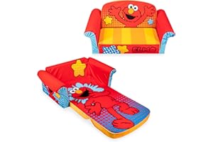 marshmallow Furniture 2-in-1 Flip Open Foam Couch Bed Sleeper Sofa Kid's Furniture for Ages 18 Months and Up, Elmo