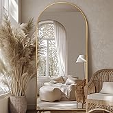 Homsion Full Length Mirror, 76"x34" Oversized Arched Mirror Large Standing Mirrors, Tall Mirrors Body Floor Mirror for Bedroom Living Room Aluminum Frame,Gold