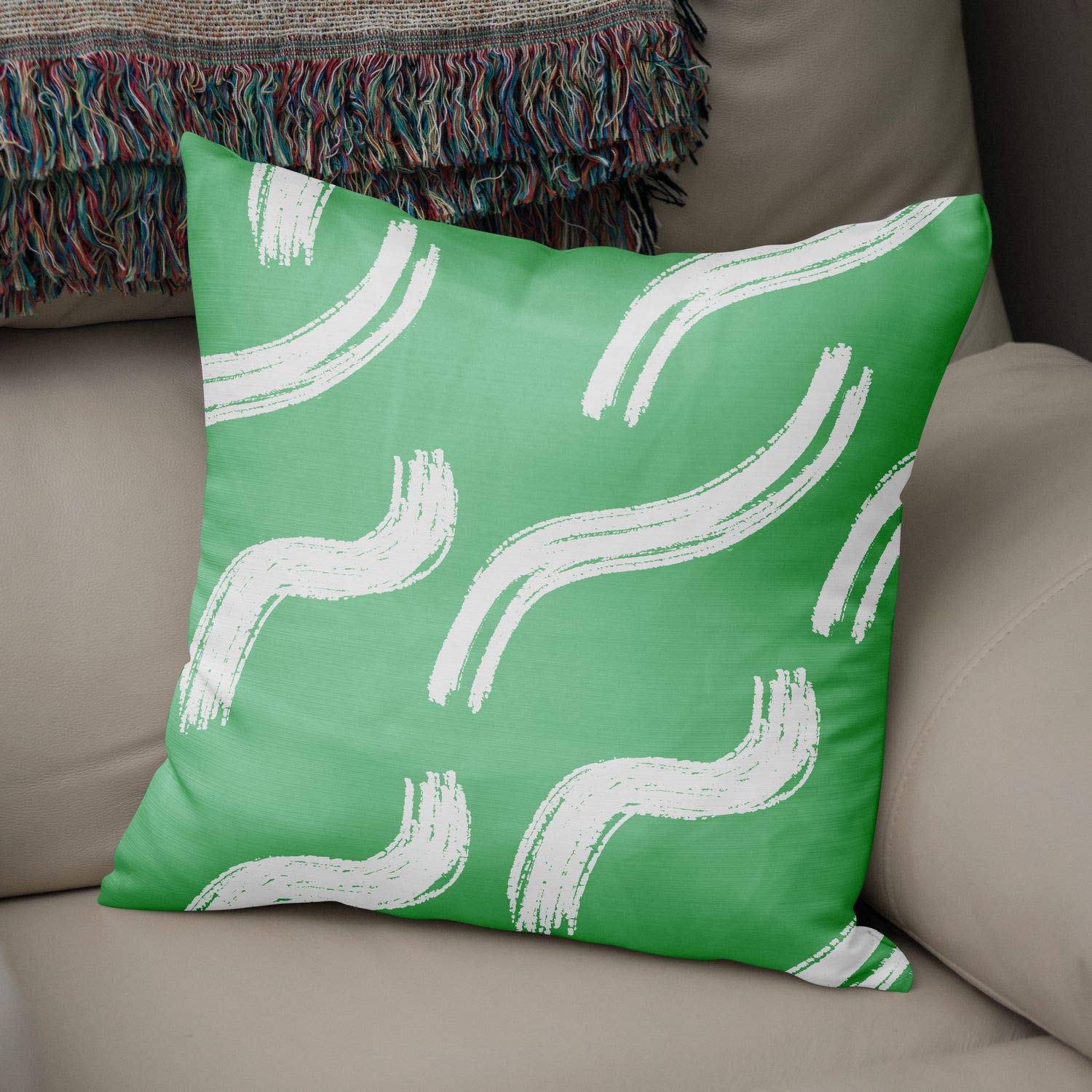 Bonamaison Decorative Cushion Cover Petrol Green & White, Throw Pillow Covers, Home Decorative Pillowcases for Livingroom, Sofa, Bedroom, Size: 50x50 Cm - Designed and Manufactured in Turkey