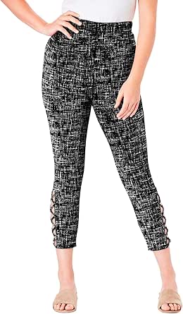 Roamans Women's Plus Size Lattice Essential Stretch Capri Legging at Amazon Womenâs Clothing store