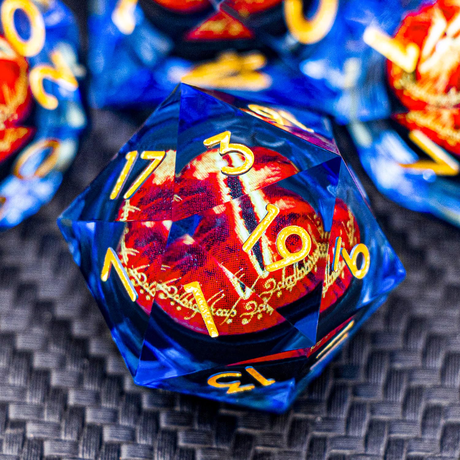 ARUOHHA Gazes Eye Dice DND Resin Dice Liquid Core Flaming RPG Sharp Edged Dice Set with Gift Box, Red Polyhedral D and D Dice Set Compatible with Dungeons Dragons Role Playing Game D20 D12 D10 D8 D6