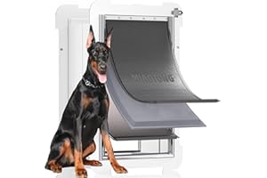MIAOTONG 3-Flap Dog Door for Wall, Energy-Efficient Insulated Pet Door for Wall, Aluminum Lock Doggy Door for Wall,Steel Frame and Telescoping Tunnel Dog Doors (Pets Up to 220 Lb) -X-Large
