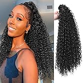Drawstring Ponytail Extension for Black Women Deep Curly 20 Inch Afro Kinky Curly Clip in Pony Tails Hair Extensions Curly Synthetic Soft Fluffy Ponytail for Daily Use