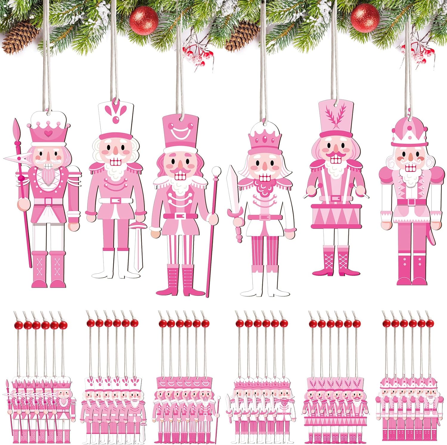 Nutcrackers - Spiareal 36 Pieces Christmas Nutcrackers Decorations Nutcracker Ornaments Wooden Hanging Christmas Decorations Nutcracker Figures (Elegant Style)