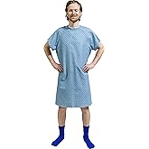 4PK - Men's Deluxe Value Patient Hospital Gown Robe, Soft & Comfortable Gowns Size Medium/Large (Blue)