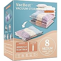 Vacuum Storage Space Saver Bags for Clothes, 8-Pack Medium Vacuum Sealer Bags for Clothes and Pillows (8 Medium)