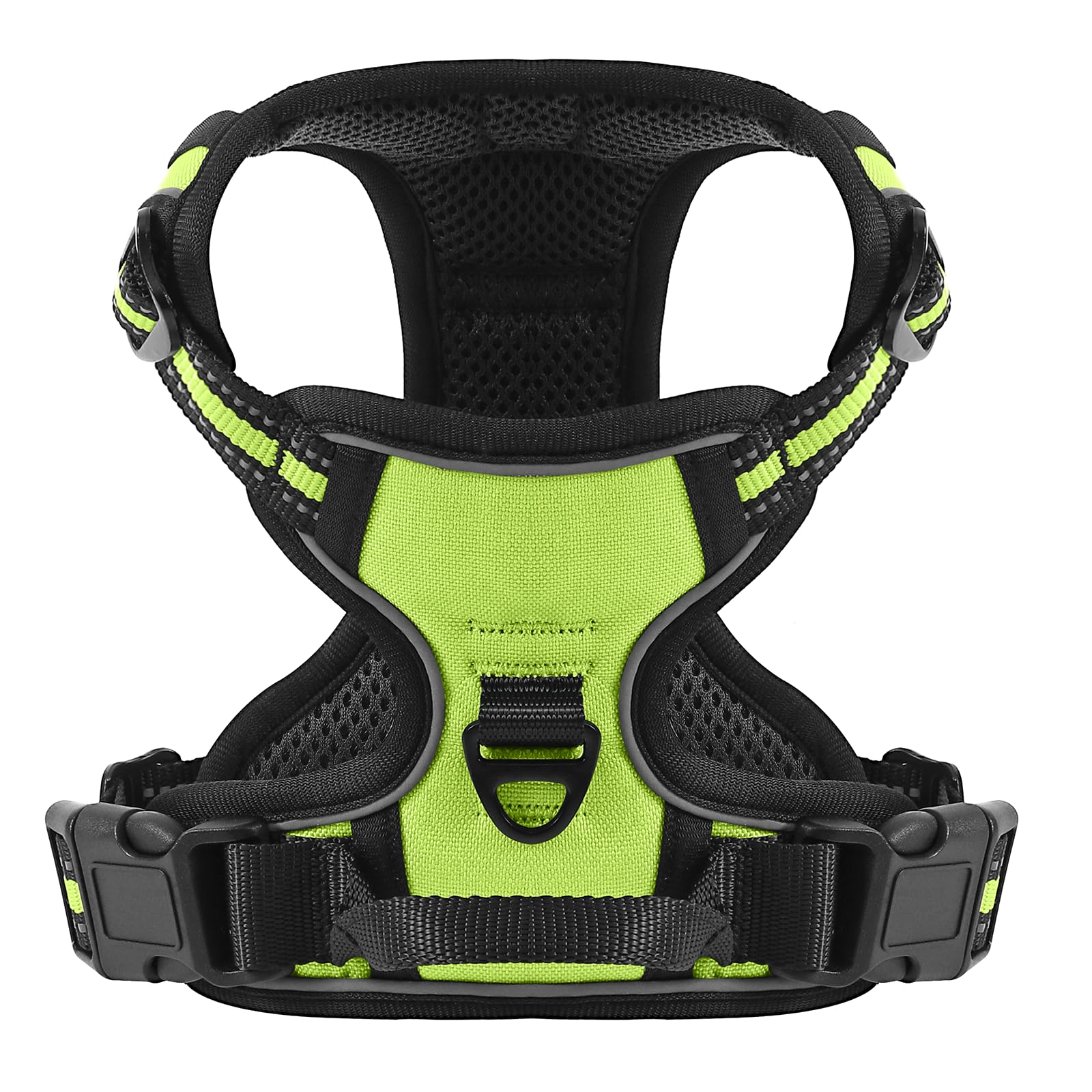 Belababy Dog Harness Small Medium Large No Pull, Adjustable Reflective Front Clip Dog Harness with Easy Control Handle, 2 Metal Rings for Training or Walking, Green M