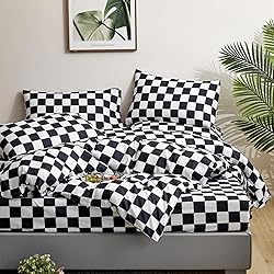 Luxlovery Black Checker Comforter Set Cal King