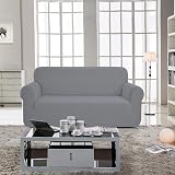 SAMSTEX 3 Seater Sofa Cover Light Grey 1-Piece Stretch Knit Slipcover view 2