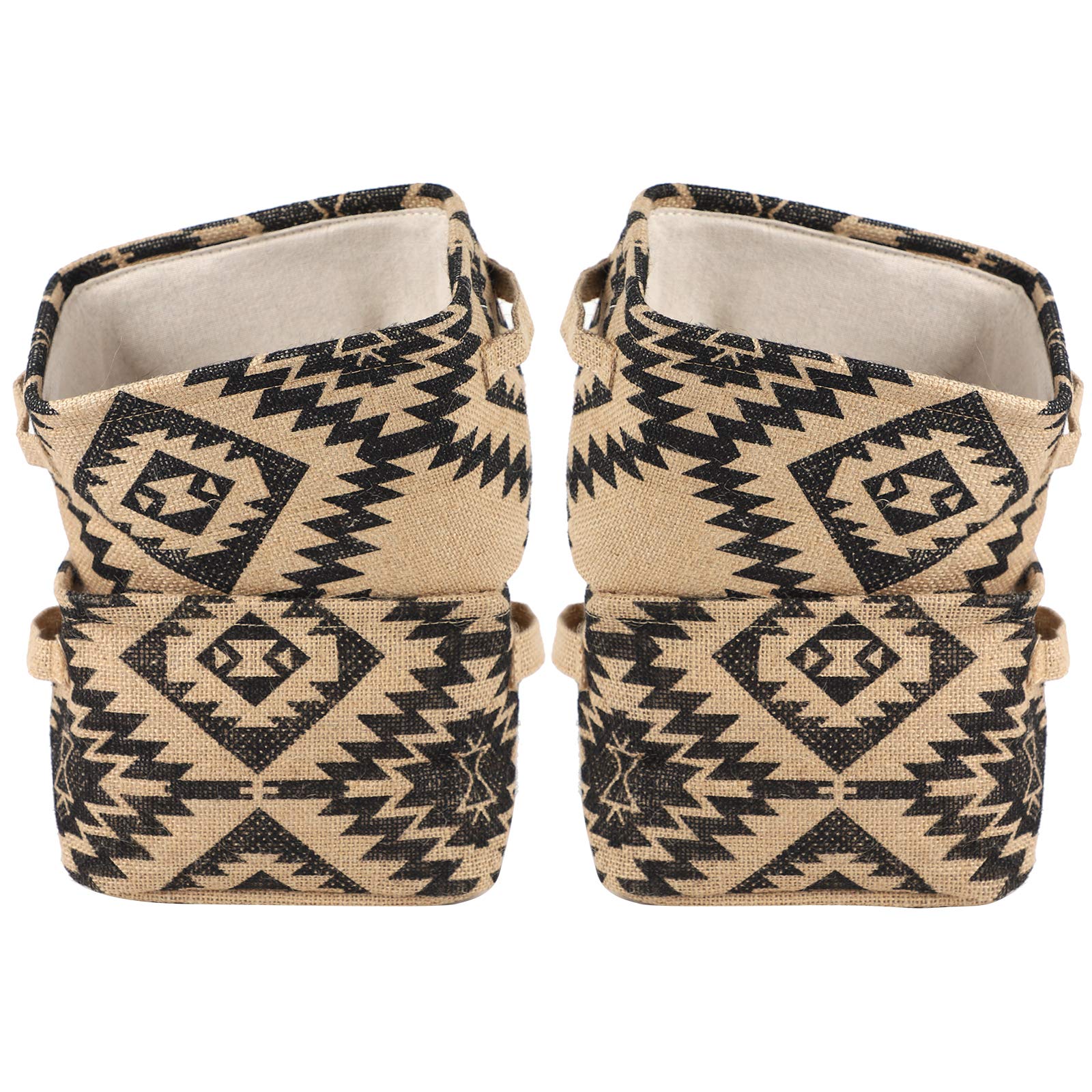 LessMo 4 Pack Storage Baskets, Collapsible Mini Storage Boxes, Canvas Fabric Waterproof Storage Bins made from Cotton and Linen, for Toys, Bathroom, Closets, Playroom (KALEIDOSCOPE, Thick fabric)