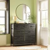 CAIYUN 9-Drawer Fabric Dresser with Wood Top Charcoal Black view 8