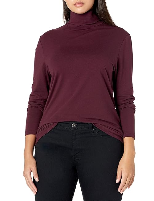 Amazon Essentials Women's Long-Sleeve Turtleneck (Available in Plus Size), Burgundy, Small