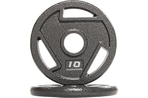 Elevon 2-Inch/1-Inch Cast Iron Weight Plate for Strength Training and Weightlifting, Olympic Grip Plate for Barbell