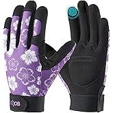 COOLJOB Small Gardening Work Gloves for Women Ladies, Thorn Proof for Rose Pruning, Cactus Handling, Blackberry Bush Planting, Puncture Resistant Anti-Slip Flexible 1 Pair S Floral Purple