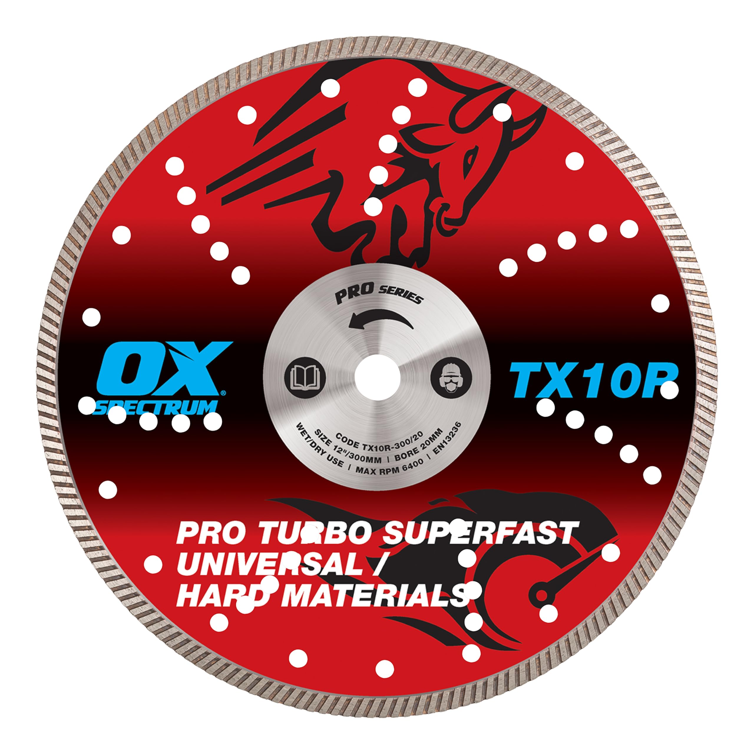 OX Tools TX10R-300/20 OX-TX10R Spectrum Superior Turbo Diamond Blade, 300/20mm, Red
