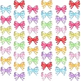 HINZIC 150pcs Colorful Bow Beads 18x14mm 3D Cute Acrylic Beadable Bowknot Aesthetic Charms Bulk Supplies for Pens Keychain Bracelet Necklace Earring Jewelry Making DIY Crafts (Mixed Colors)