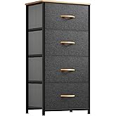 YITAHOME Dresser with 4 Drawers - Fabric Storage Tower, Organizer Unit for Bedroom, Living Room, Hallway, Closets - Sturdy Steel Frame, Wooden Top & Easy Pull Fabric Bins